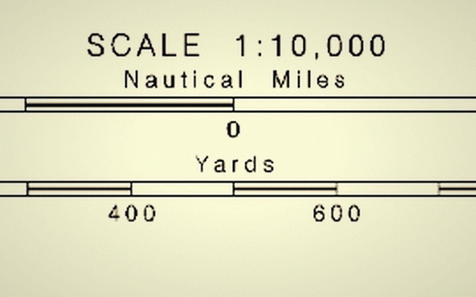 Map scale bar showing 1:10,000 ratio in nautical miles and yards